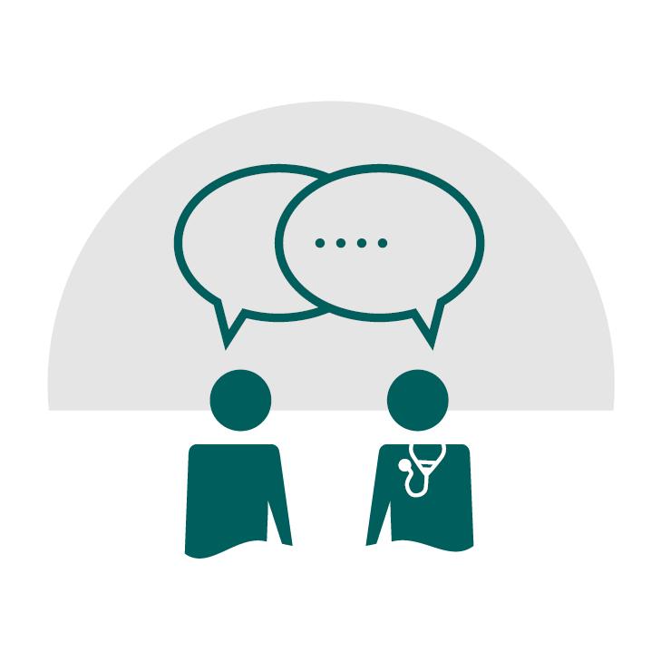 Two people talking